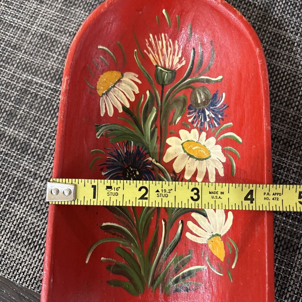 1985 Signed Primitive Style Hand-Painted Wooden Carved Scoop Folk Art Handgemalt - Picture 10 of 12